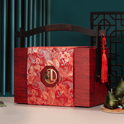 端午节粽子包装盒双层手提高档礼品盒定制红酒燕窝盒加印公司logo