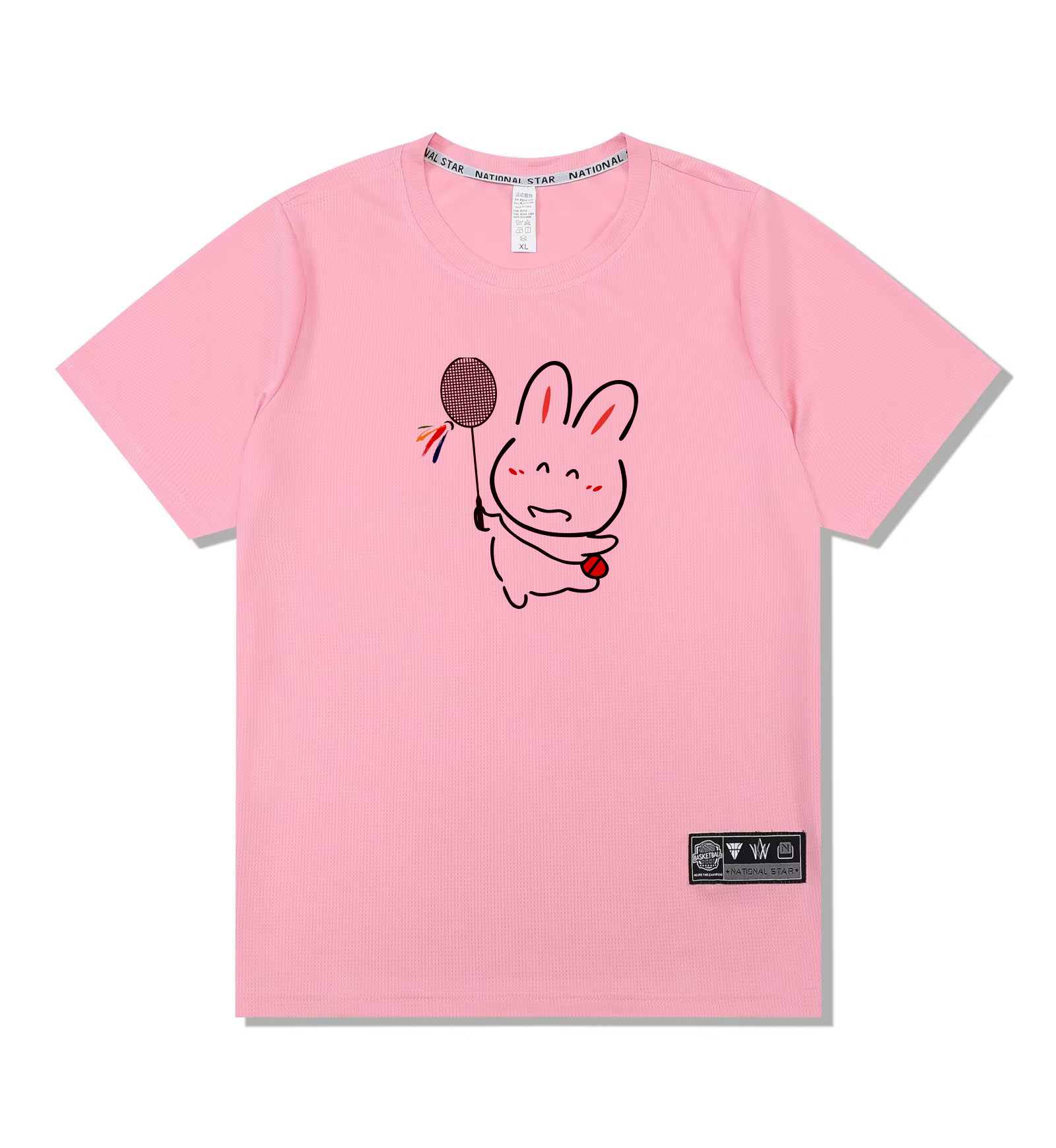 兔年快干羽毛球服兔子卡通男女纪念比赛短袖定制T恤训练球衣队服