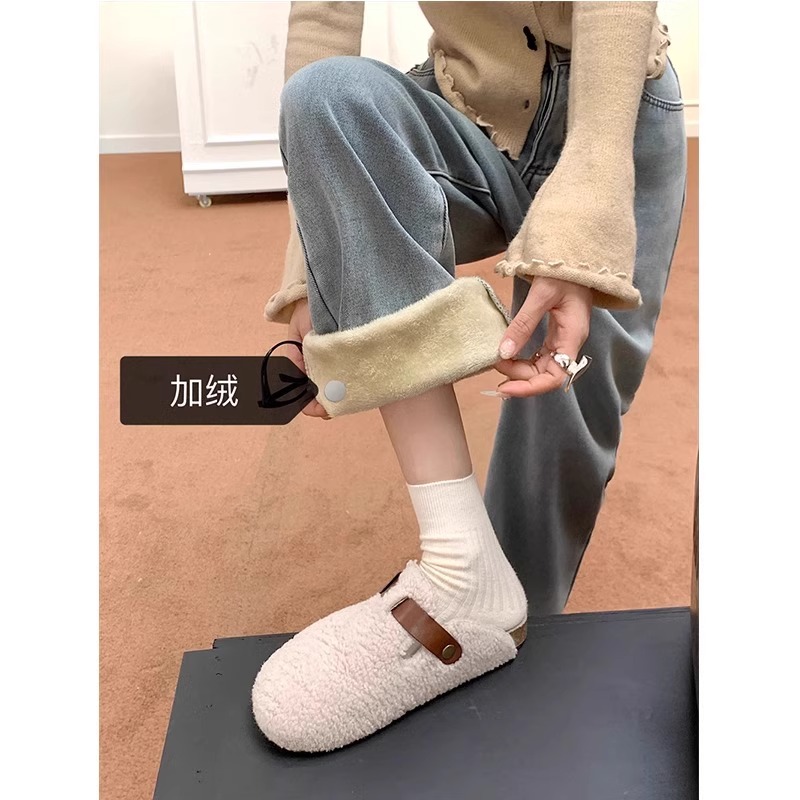 刺绣阔腿牛仔裤女立秋冬新款加绒大码胖妹妹mm梨形身材显瘦拖地裤