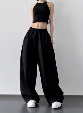 黑色山本裤女薄款2025夏季新款高腰显瘦宽松直筒垂感休闲阔腿裤子