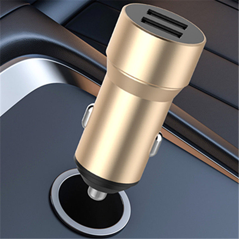 双usb接口车充头金属车载充电器适用华为智能手机汽车通用12v/24v