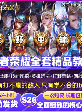 王者荣耀全套精品教学思路上单节奏中单打野意识铭文出装连招教学