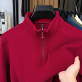 奥粒绒外套半拉链领纯色加绒加厚保暖卫衣立领套头衫 秋冬季 男士 厚