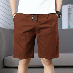 薄款 夏季 纯棉外穿沙滩裤 男装 衩子潮男 印花五分裤 休闲百搭大裤 男士