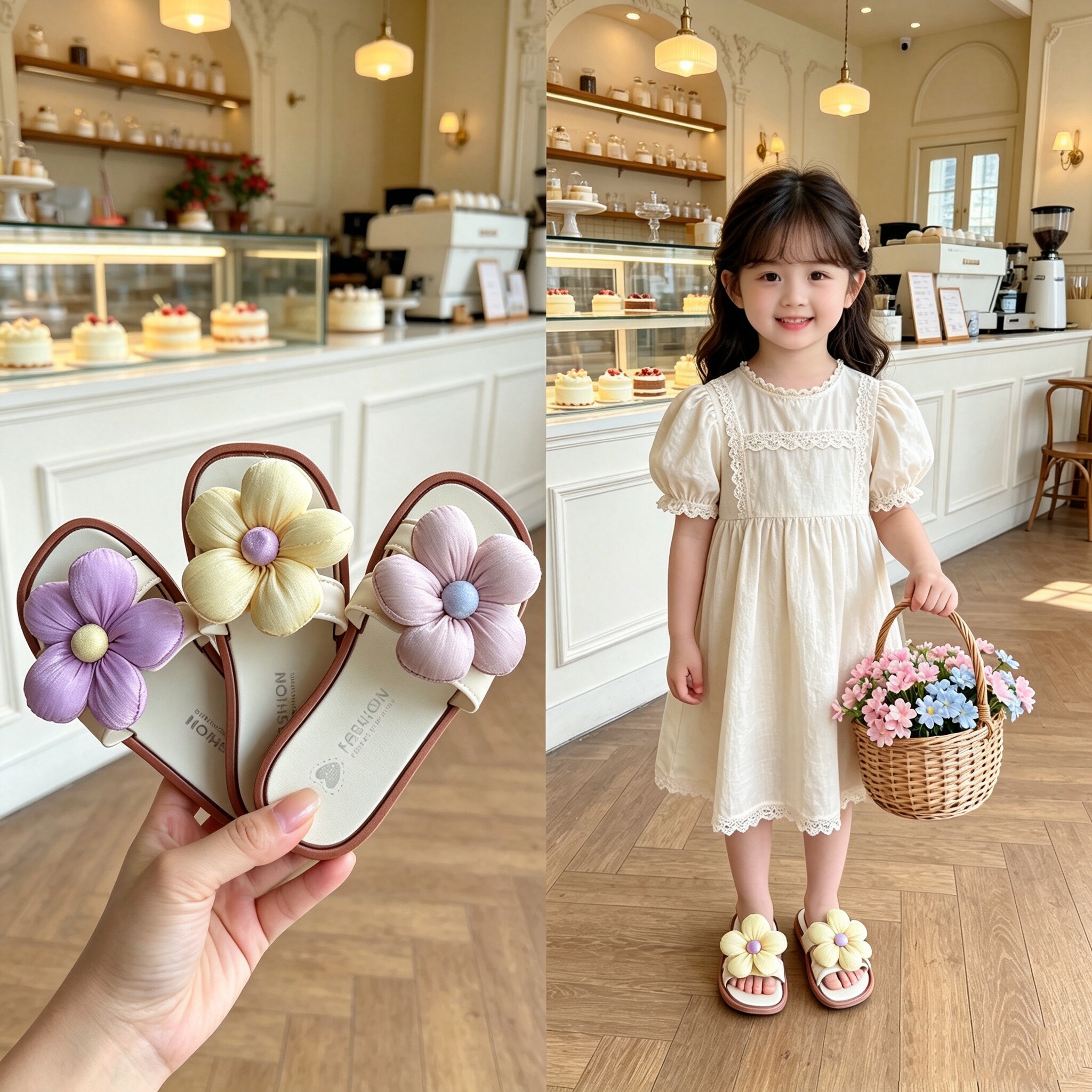 女童花朵拖鞋夏季外穿防滑一字拖