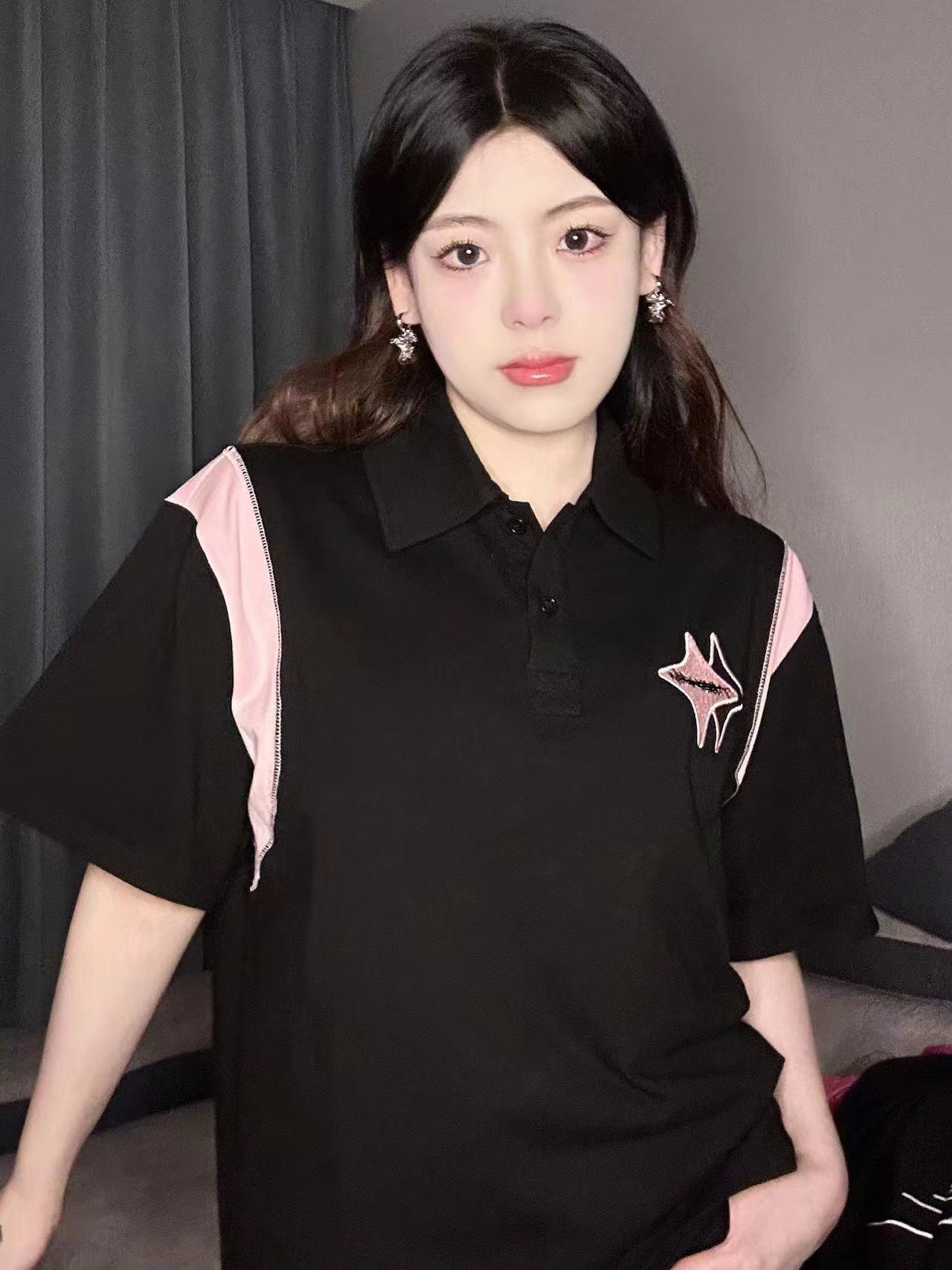 남성과 여성을위한 여름 새 인쇄 미국 복고풍 더블 스타 스티치 반팔 폴로 셔츠 새 여름 티셔츠