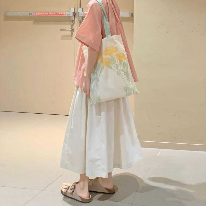 自制复古工装风白色半身裙垂感