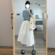 自制小个子遮肉半身裙女夏天文艺甜美超仙森日系白色中长款 a字裙