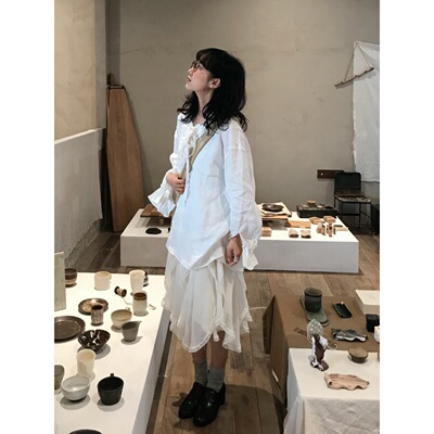 不规则蕾丝拼接薄纱花边半身裙夏