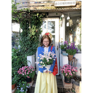 仙女风氛围感高腰a字长裙 自制日系温柔奶黄色多巴胺半身裙女夏季