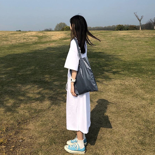 日系法式风学生设计过膝小白裙