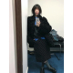 自制日系复古黑色波点毛呢直筒裙子女秋冬学院风百搭呢子半身中裙
