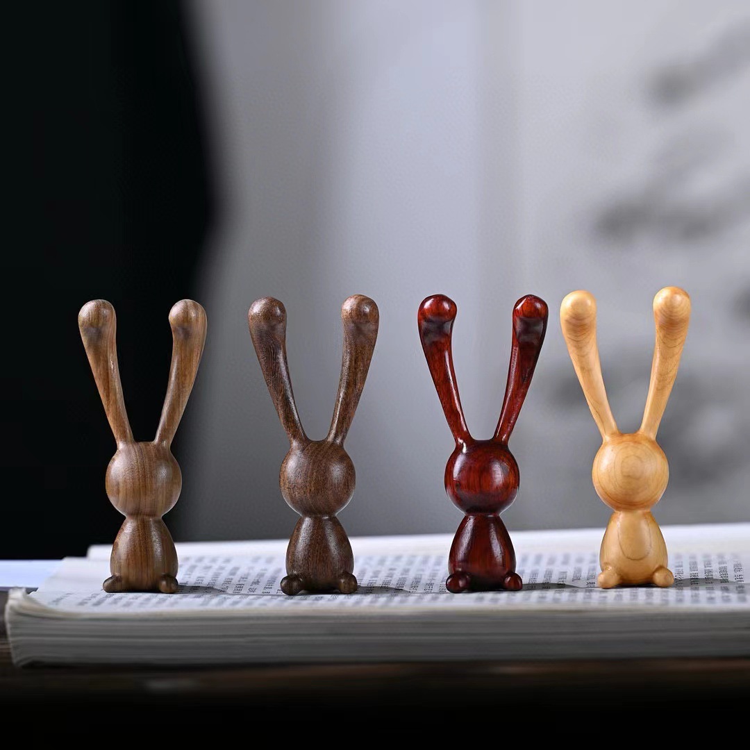 小叶紫檀创意鼻刮崖柏小兔子按摩棒提拉颌线按压太阳穴点穴位礼物