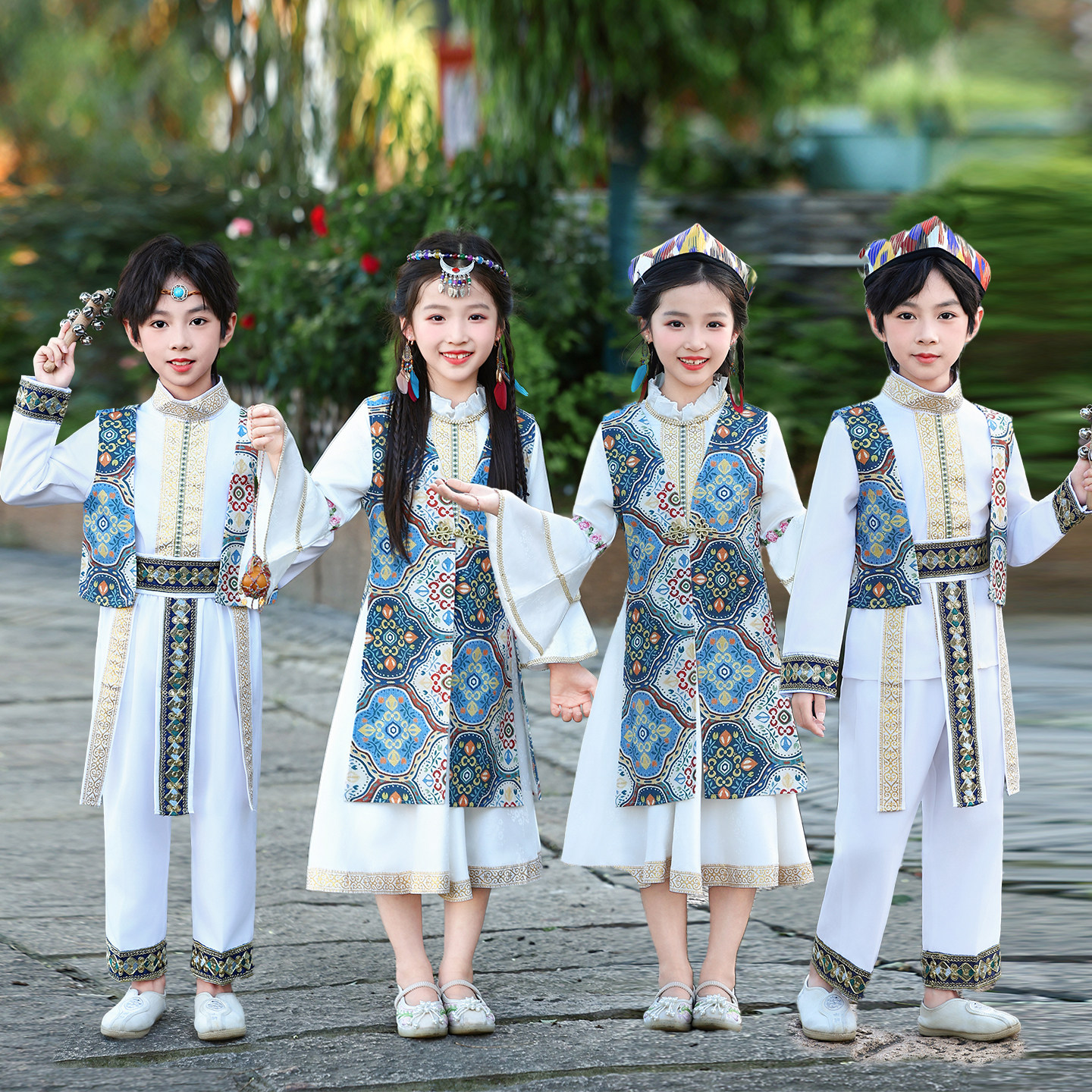 新款儿童新疆舞蹈演出服维族裙子女童维舞台装维吾尔族民族服饰