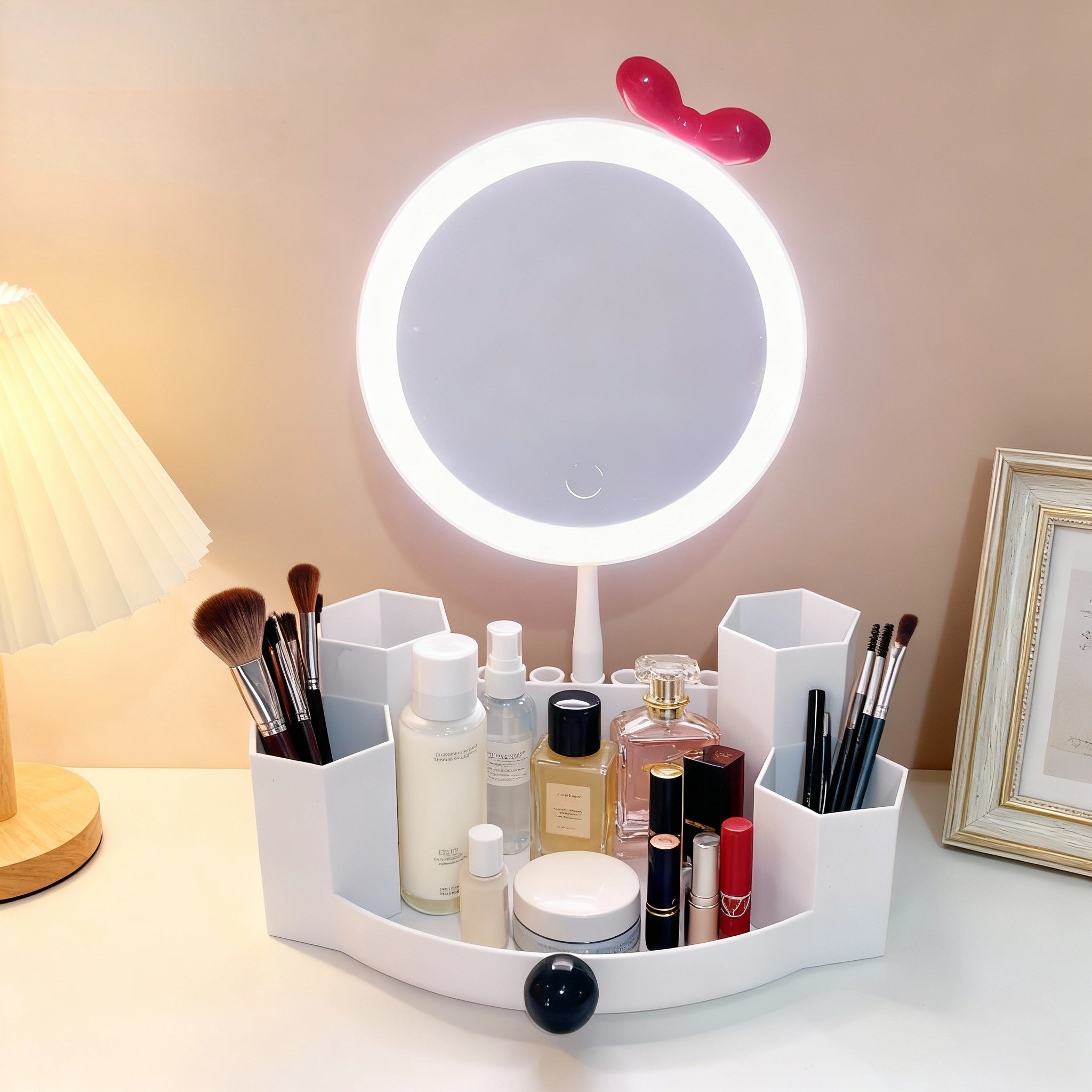 镜子桌面补光灯化妆镜Led灯带收纳盒多巴胺蝴蝶结宿舍台式充电镜,家庭/个人清洁工具,LED化妆镜,淘宝优惠券,粉丝福利购,淘宝优惠卷