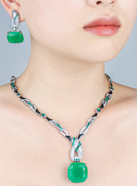 跨境时尚几何设计造型套装轻奢个性百搭艺术文艺感女士项链饰品女