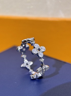 S925纯银 四叶草六花戒指轻奢简约个性高级感闪钻设计感