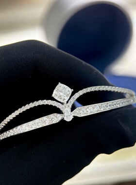 S925纯银皇冠高级感繁花辉映系列方钻奢华贵气优雅纯银925手镯