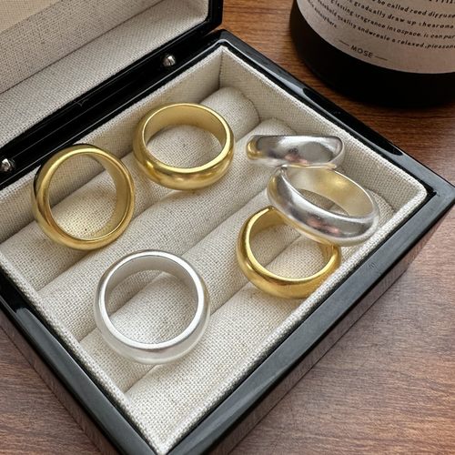 纯银s925重工泥鳅背素圈戒指小众设计简约时尚可叠戴哑光指环首饰