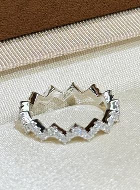 S925纯银 z字型波浪戒指叠戴简约百搭气质个性设计感