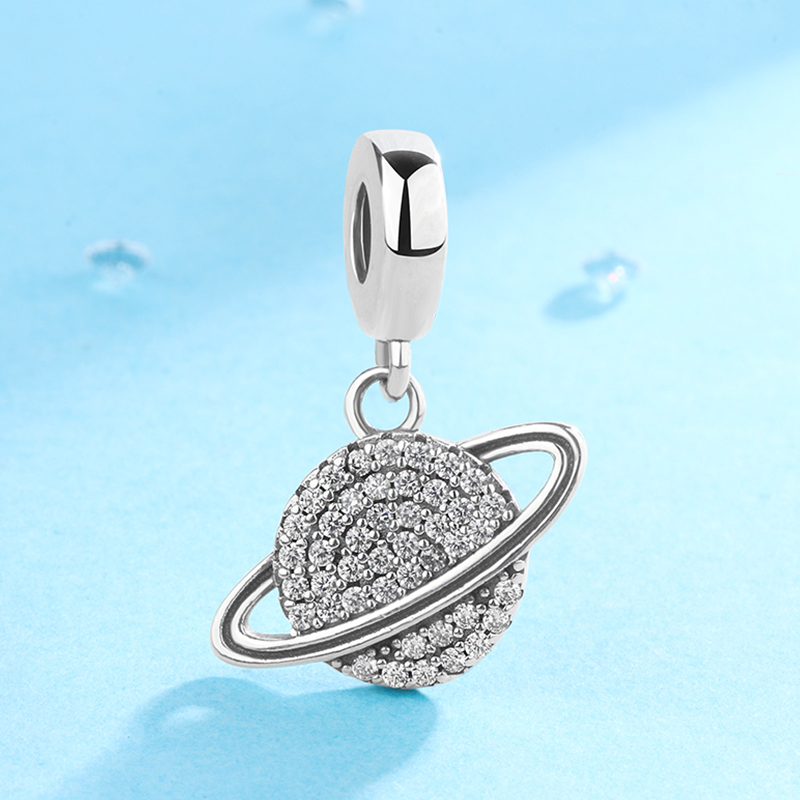 潘家饰品纯银蓝色吊坠手镯银珠子