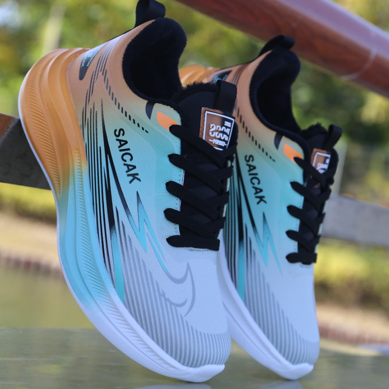 加绒跑步鞋子男保暖学生冬季