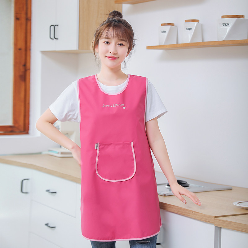 PU皮防水无袖围裙厨房家务清洁防油防污反穿罩衣女成人坎肩工作服