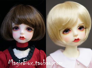 BJD SD娃娃假发，娃发 3分4分仿马海毛短发磨菇头学生头1/3，1/4