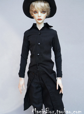 4分3分大叔BJD.SD娃娃用衣服上衣黑色长款长袖衬衫1/4 1/3