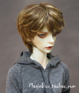 BJD.SD.MDD娃娃用假发3分4分6分叔仿马海毛深棕混色短发卷毛1/3