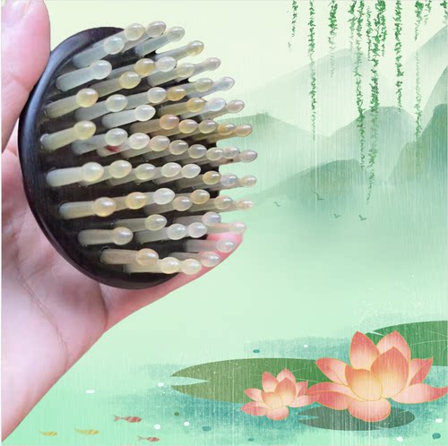 紫光檀羊角66钉绿檀头疗61钉