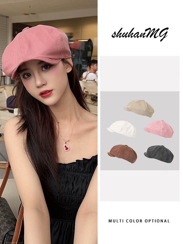 网红时髦帽女显脸小八角贝雷帽