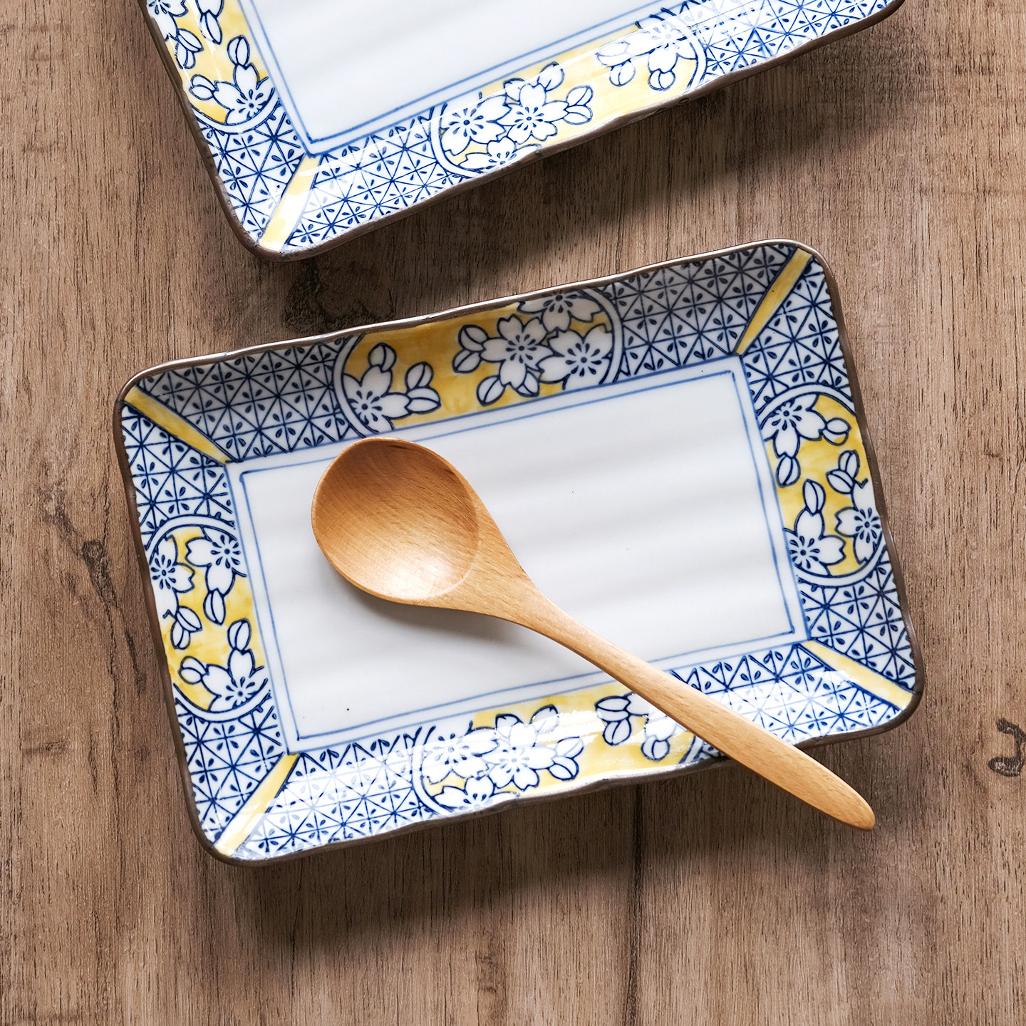 黄彩长方盘 家用蒸盘早餐盘 耐高温釉下彩陶瓷鱼盘饺子盘凉菜盘