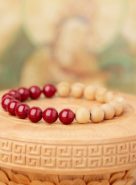 桃木朱砂手链天然原矿纯正真品正宗保真纯原木头单圈手串手环饰品