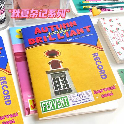 b5复古美式风笔记本横线软面抄大本子学生车线本记录纠错本子文具