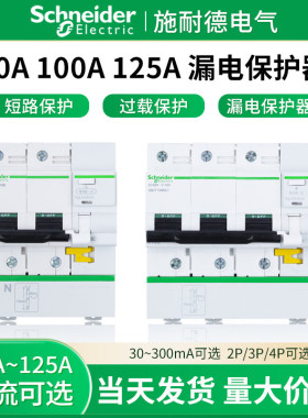 施耐德小型漏电保护器C120H VIGI 30MA 300MA 2P3P4P80A100A125A