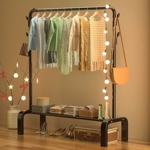 鞋柜衣架一体落地加粗金属衣架服装店专用双层落地衣架连接挂钩