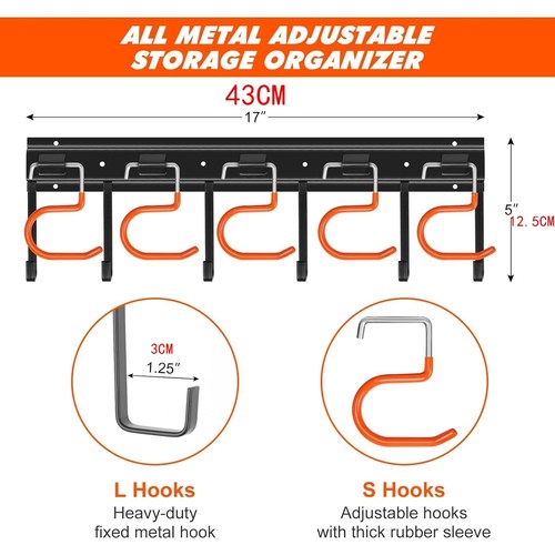 农用工具挂钩车库棚屋花园收纳盒可调节收纳架壁挂收纳架重型挂钩