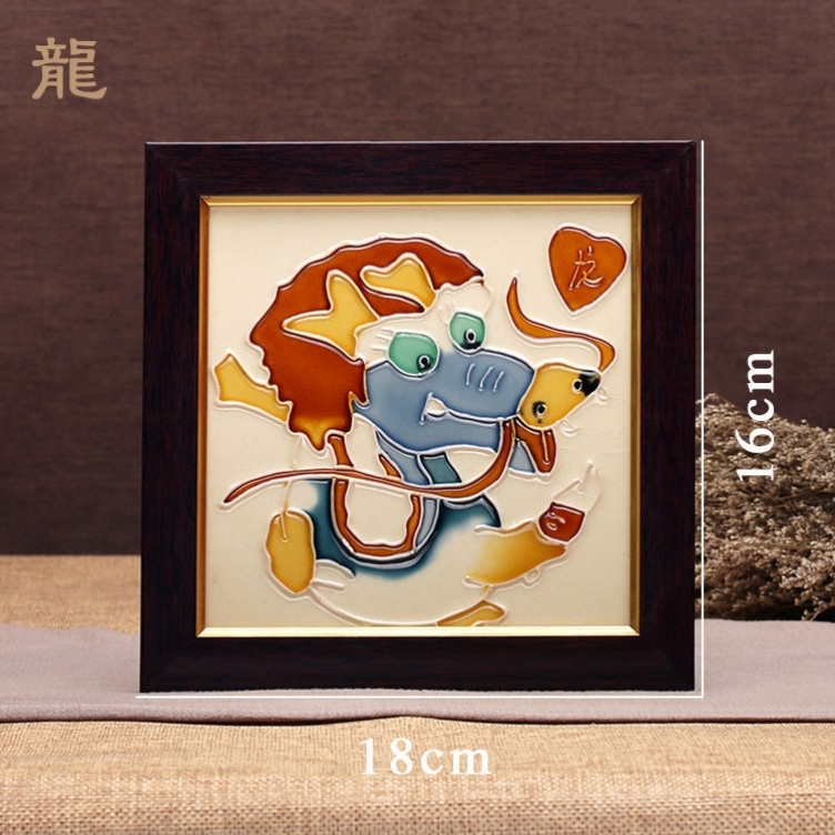 唐三彩儿童礼品12生肖属蛇马羊猴鸡狗猪瓷板画属鼠牛虎兔龙摆件