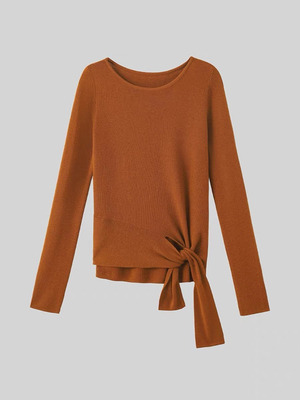 天鹅湖大洪旗舰店两穿不规则下摆针织衫女春秋设计感时尚气质毛衣