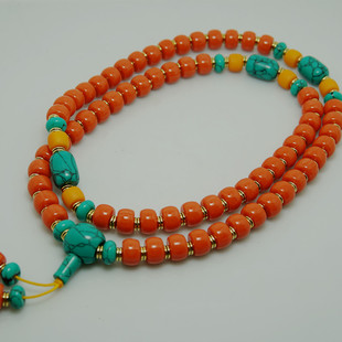 民族风藏装配饰 市场热卖 藏式风格松石仿珊瑚项链毛衣链拍照项链