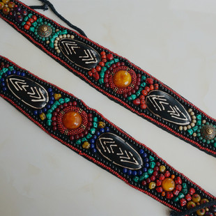 西藏手工腰带 复古收腰藏族锅庄裹裙腰巾藏袍腰饰 民族风摄影道具