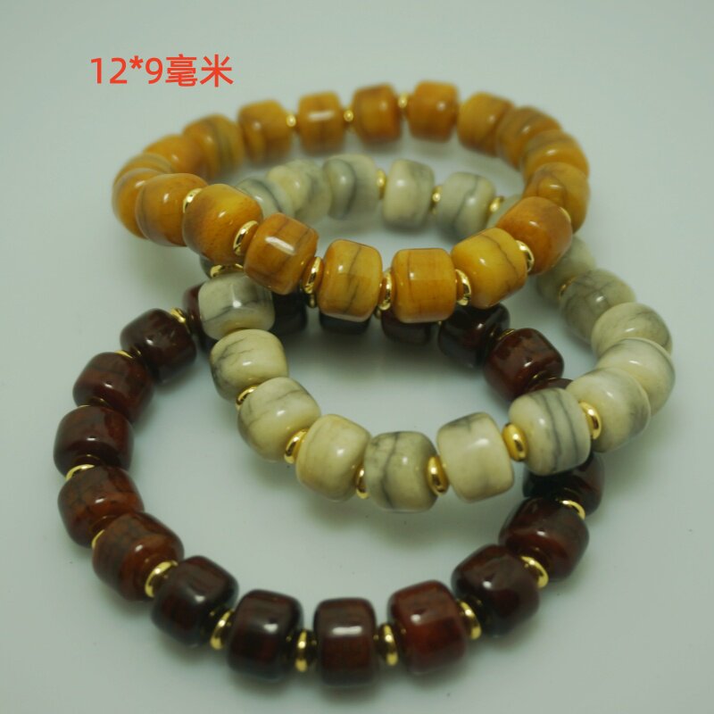 热卖西藏民族风饰品 12*9mm藏风文玩简约牦牛骨手串男 藏区礼物