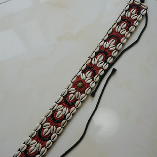 西藏贝壳腰带 藏族锅庄裹裙腰巾藏袍腰饰 手工腰链民族风摄影道具