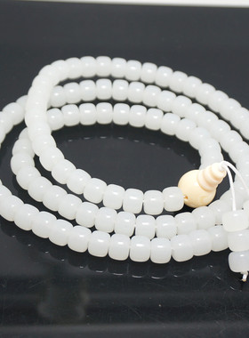 新品白琉璃佛珠 108颗10*8藏式大桶珠白琉璃佛珠 手持念珠 脖挂