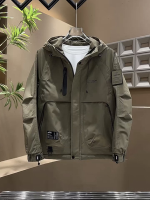 工装连帽新款2025男士冲锋衣棉衣男时尚流行防风加厚百搭二棉外套