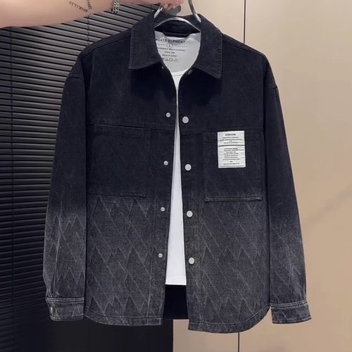 男士新款休闲风翻领牛仔外套