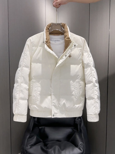 潮牌痞帅羽绒服男冬季潮流撞色立领短款上衣2024新款男士冬装外套