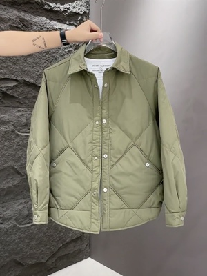 菱形格休闲轻薄羽绒服翻领潮