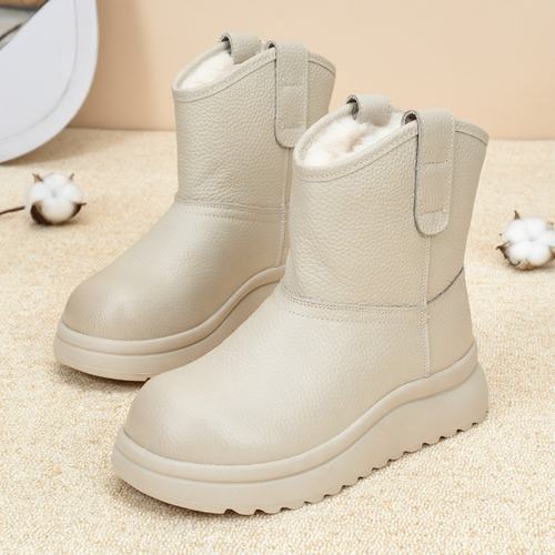 真皮厚底雪地靴女2025冬季加绒